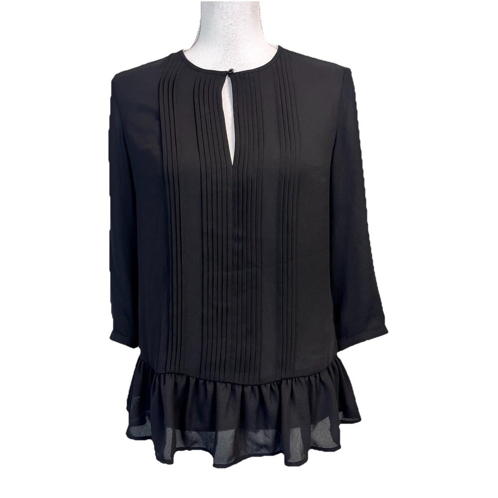 Banana Republic Blouse Top size Extra Small Sheer Black Peasant Boho Career